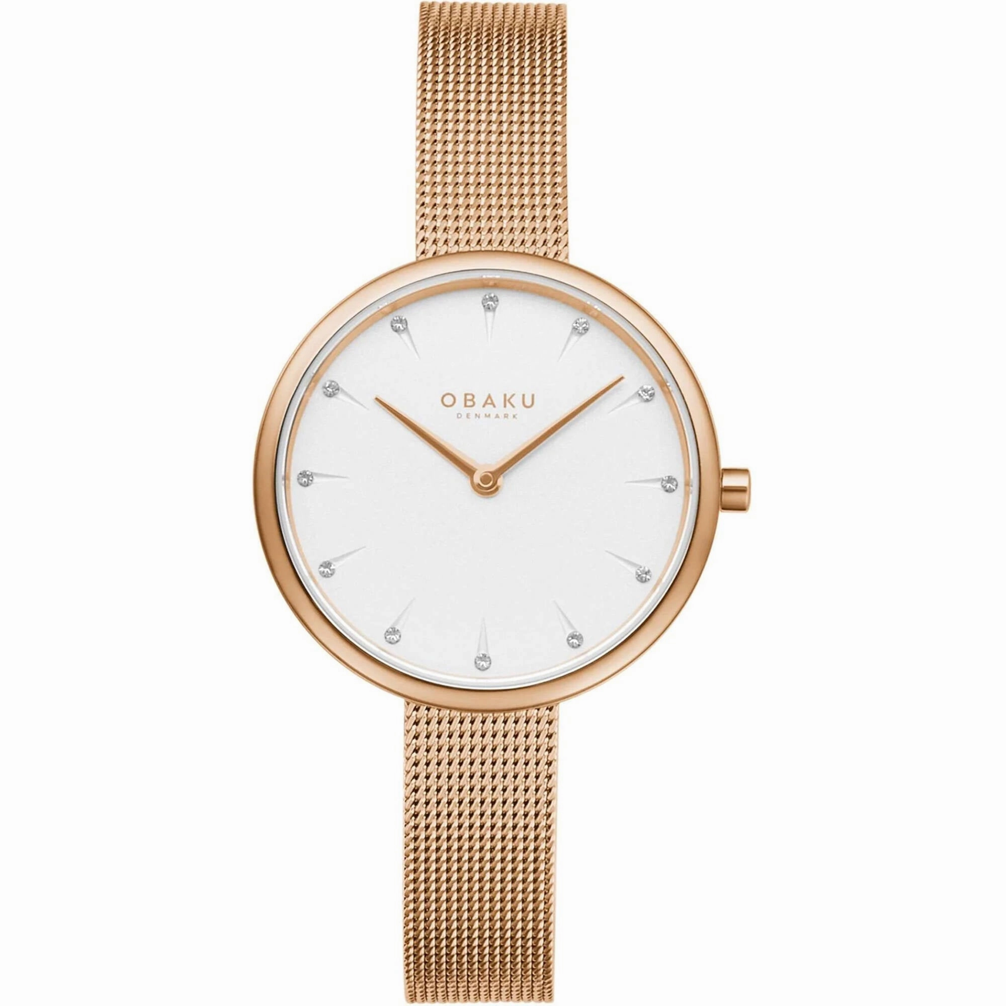 Obaku Women's Watch - Classic White Dial Rose Gold Case Steel Bracelet | V233LXVIMV Luxury Quartz Watch Quartz Watch Sale
