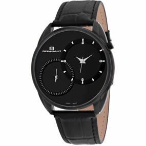 Oceanaut Men's Watch - Sentinel Quartz Black Dial Leather Strap | OC3350 