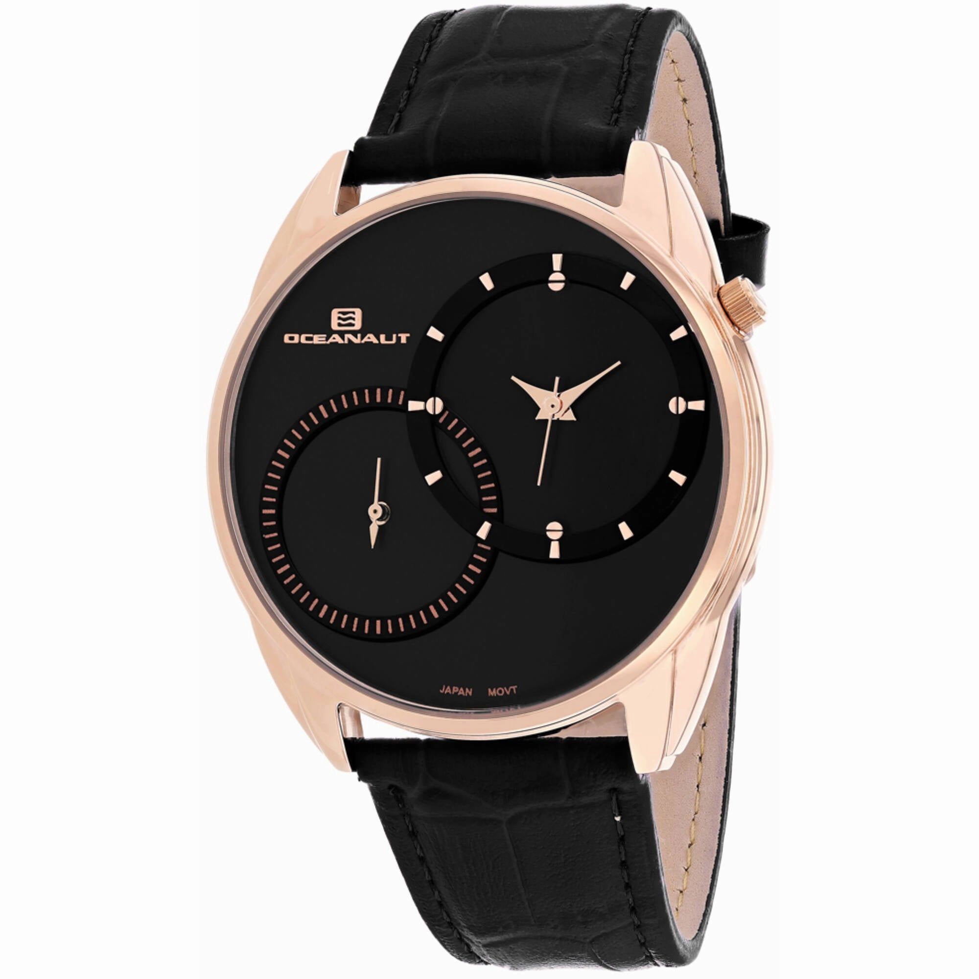 Oceanaut Men's Watch - Sentinel Rose Gold Case Black Dial Leather Strap | OC3353 