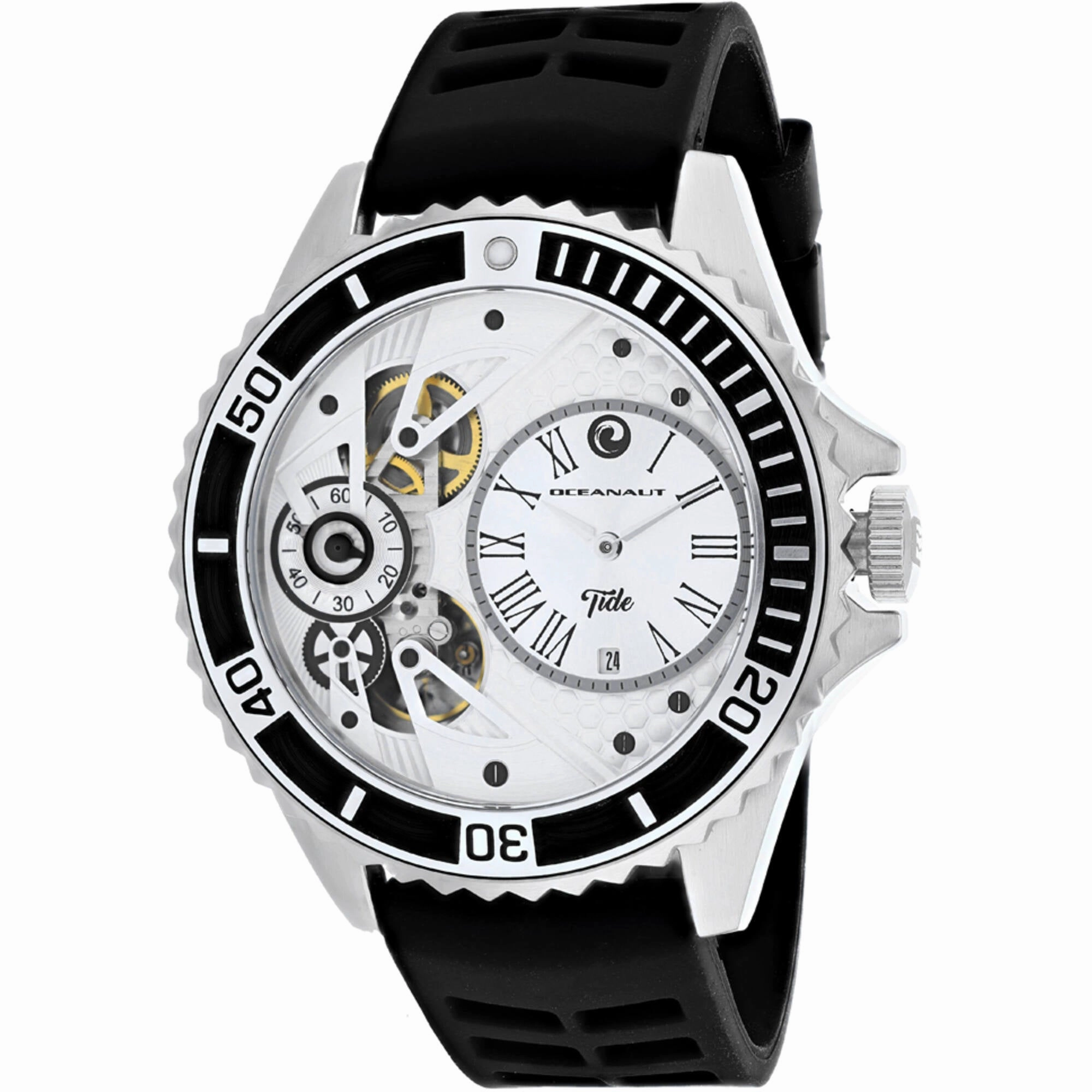 Oceanaut Men's Watch - Tide Quartz Silver Tone Case Black Rubber Strap | OC0990 
