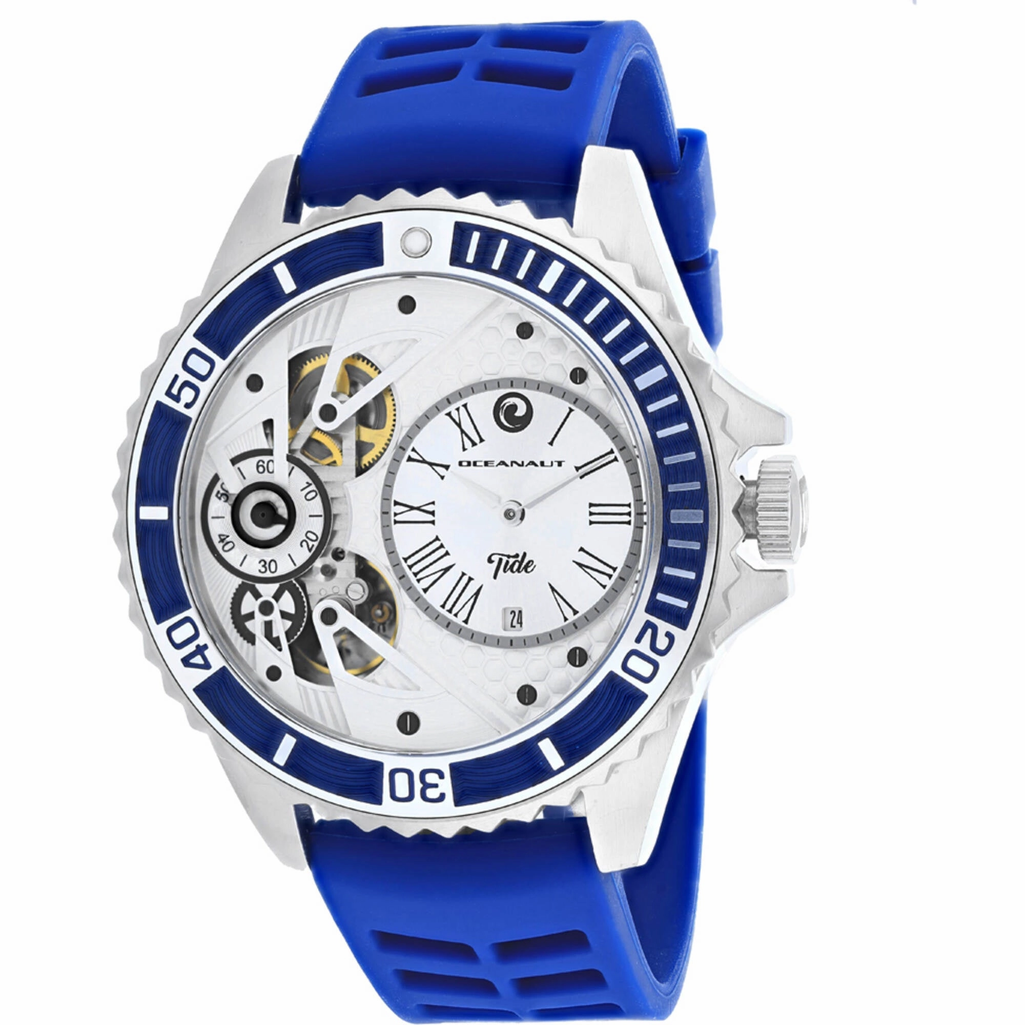 Oceanaut Men's Watch - Tide Quartz Silver Tone Case Blue Rubber Strap | OC0992 