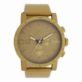 Olive green OOZOO watch with leather strap - C11217,seiko watches,mens watches,couple watches,watches designer,watches discount,best watches for men