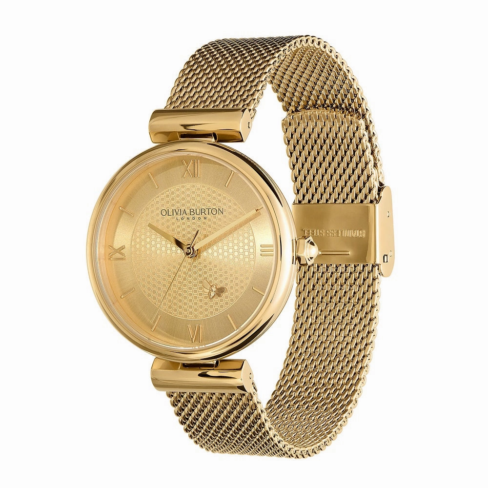 Olivia Burton Minima Bee Ladies Gold Plated Watch 24000096