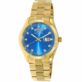 Oniss Men's Watch - Admiral Blue Dial Plated Stainless Steel Bracelet | ON3881-MBBU Luxury Quartz Watch Quartz Watch Sale