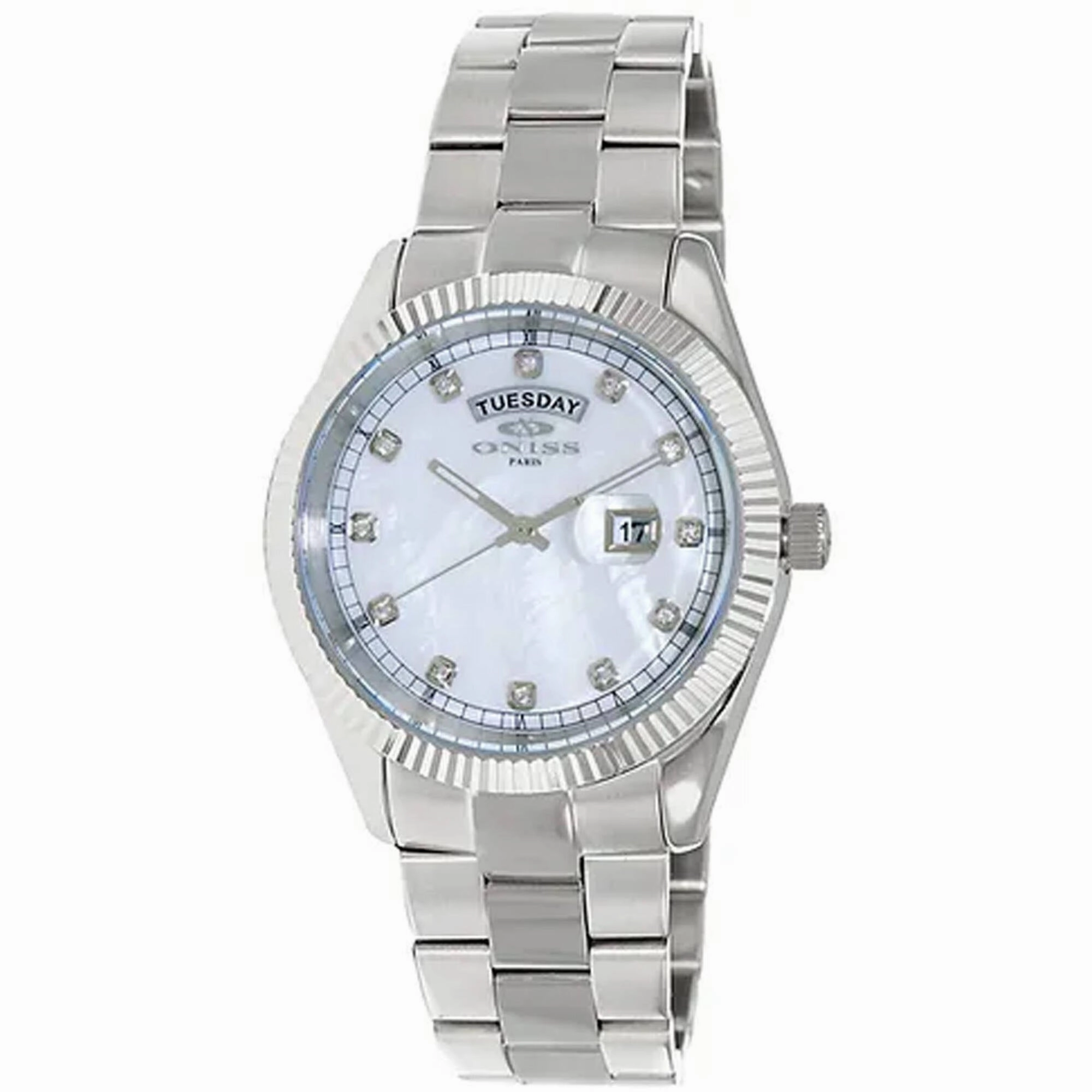Oniss Men's Watch - Admiral Quartz White Dial Stainless Steel Bracelet | ON3881-MWHT 