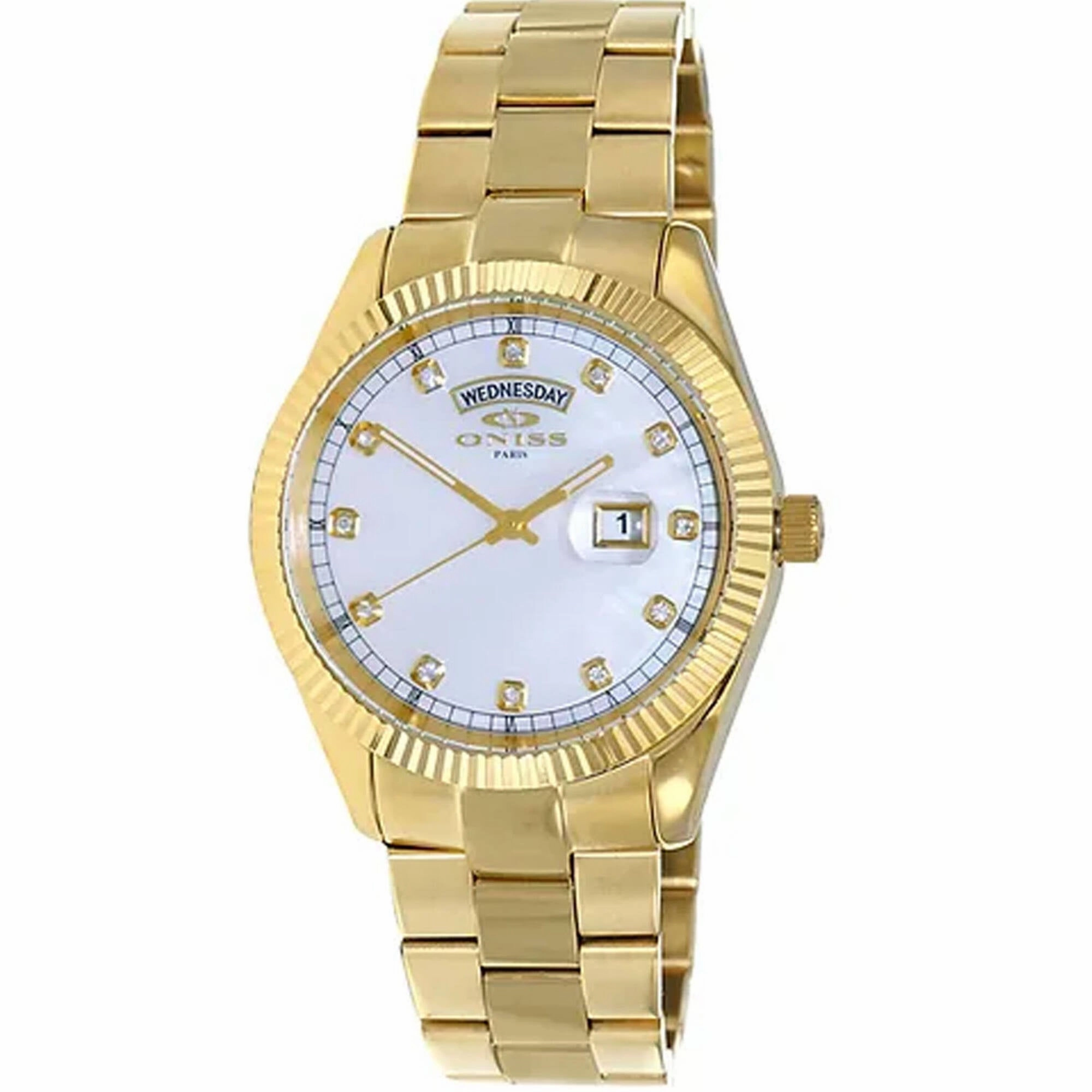 Oniss Men's Watch - Admiral White Dial Plated Stainless Steel Bracelet | ON3881-MGWT 