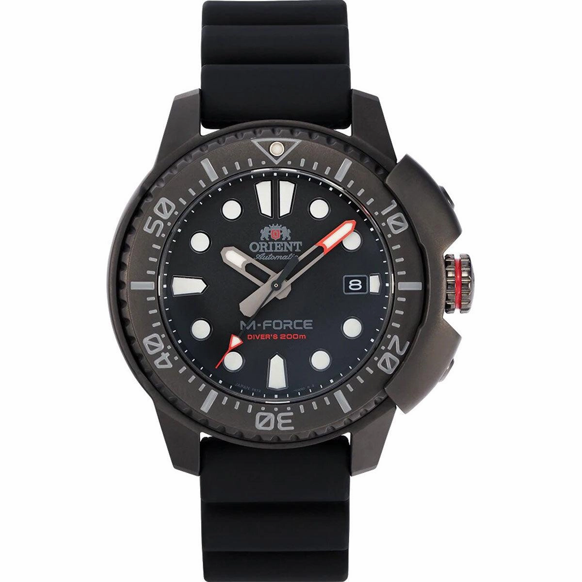 Orient Men's Automatic Watch - M-Force Dive Black Dial Rubber Strap | RA-AC0L03B00B,automatic watch,automatic watches for men,automatic watches for women,luxury automatic watch,minimalist automatic watch,dress automatic watch,vintage automatic watch,autom