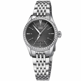 Oris Women's Automatic Watch - Artelier Diamond Date Grey Dial | 01 561 7722 4953MB,automatic watch,automatic watches for men,automatic watches for women,luxury automatic watch,minimalist automatic watch,dress automatic watch,vintage automatic watch,autom