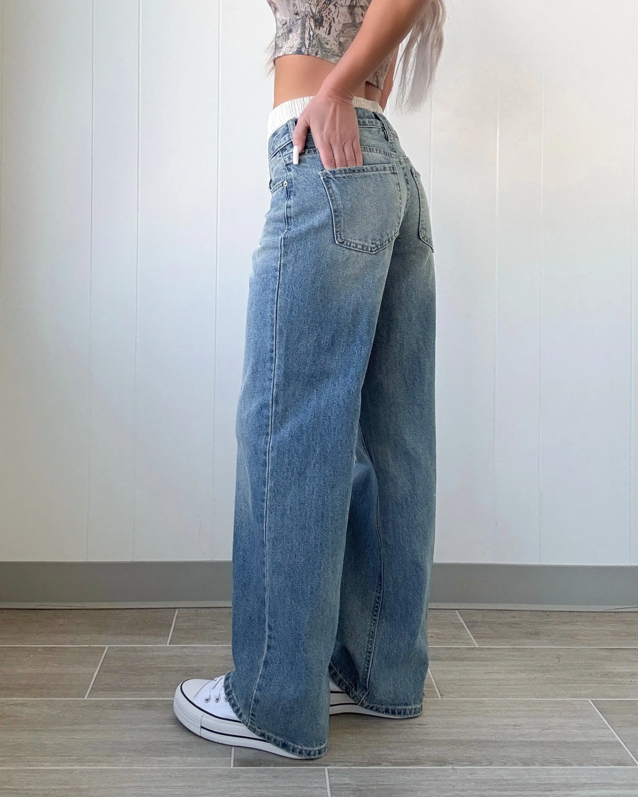 Paige Wide Leg Boxer Rigid Jeans