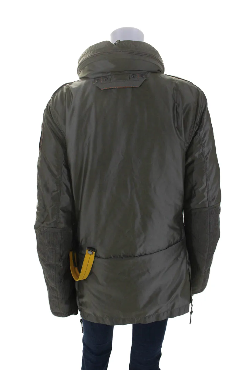 Parajumpers Womens Slim Fit Full Zipper Mock Neck Coat Light Gray