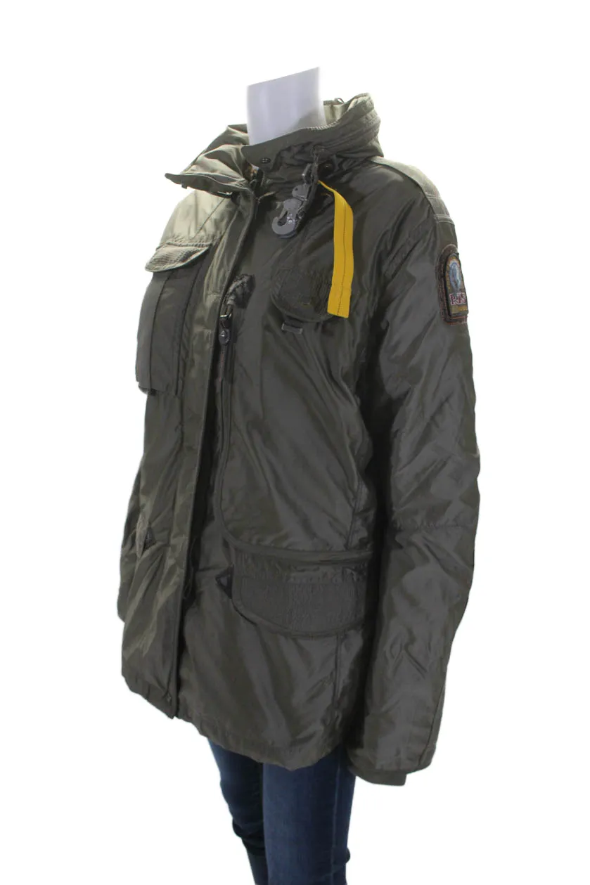 Parajumpers Womens Slim Fit Full Zipper Mock Neck Coat Light Gray