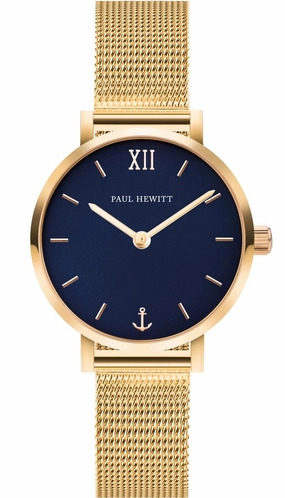 Paul Hewitt Modest Blue Lagoon Gold Mesh Watch 