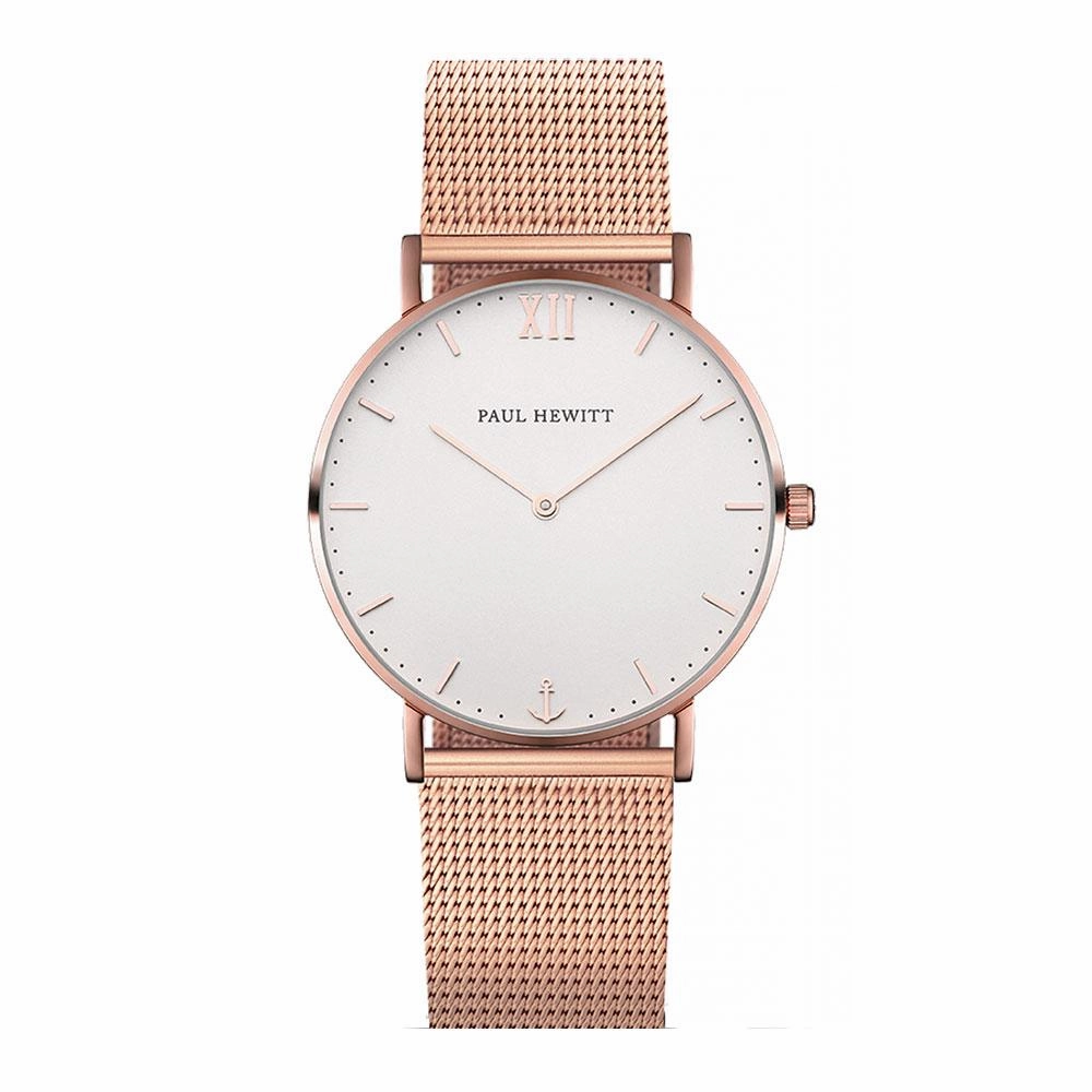 Paul Hewitt Sailor White Sand Rose Gold Mesh Watch 