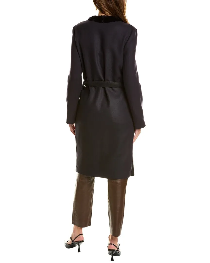 Piazza Sempione Leather-Trim Wool Coat