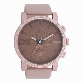 Pink grey OOZOO watch with leather strap - C11218,seiko watches,couple watches,watches designer,watches discount,women watches,best women watches,high end women's watches,high quality women's watches