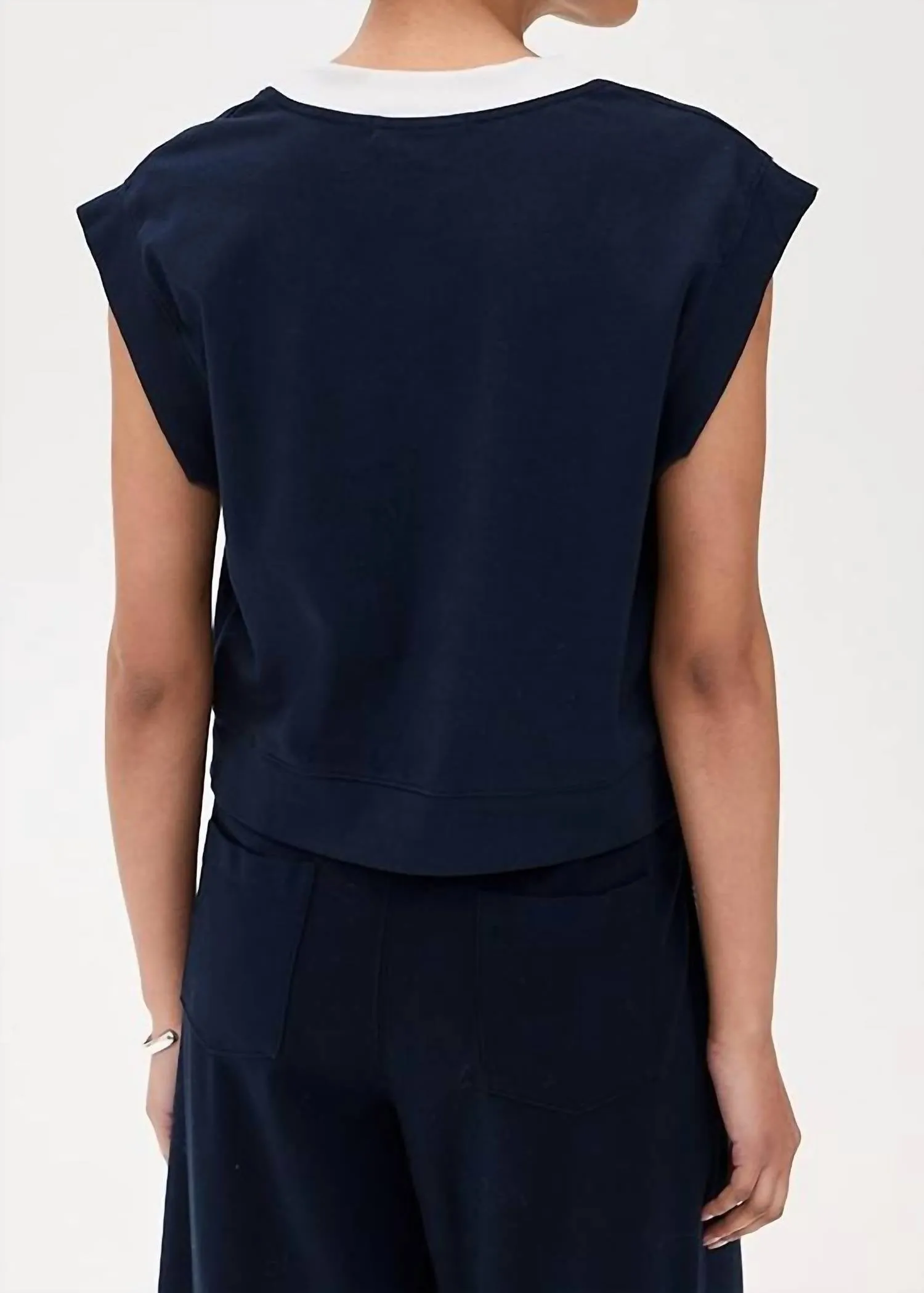 Ponte Color Block Vest In Blue