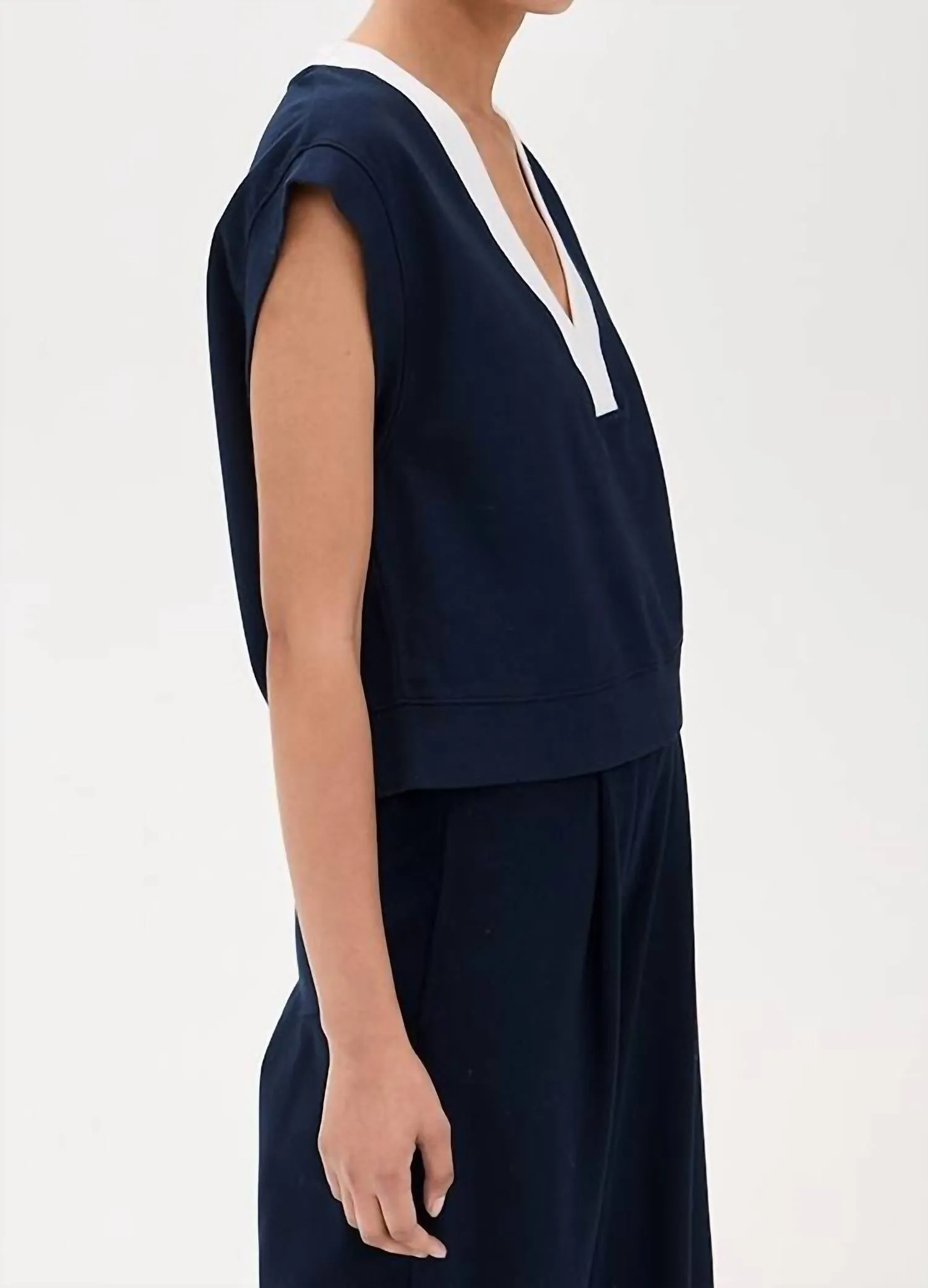 Ponte Color Block Vest In Blue