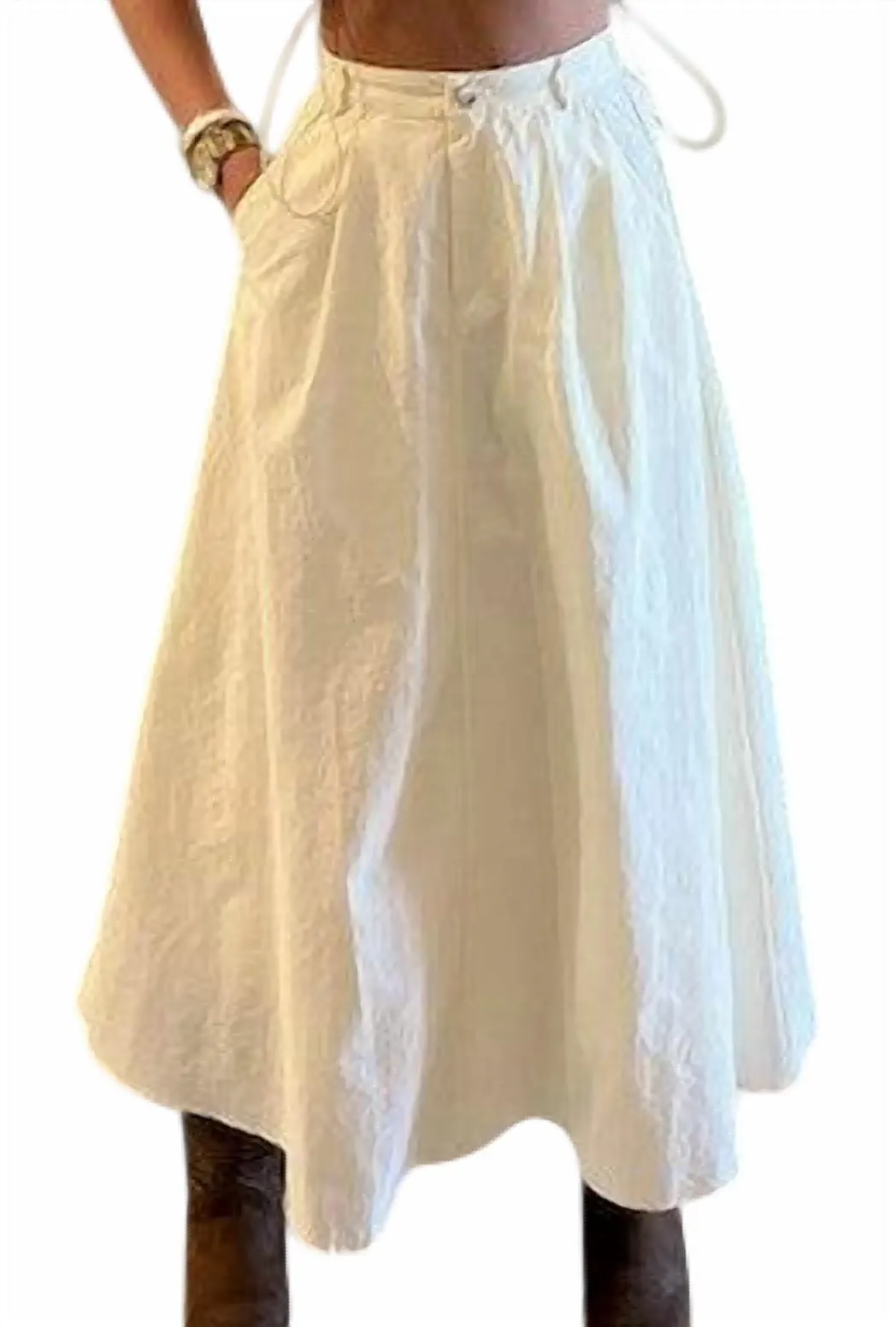 Poplin Midi Skirt In Off White