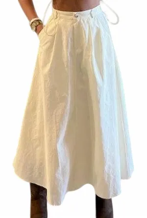 Poplin Midi Skirt In Off White