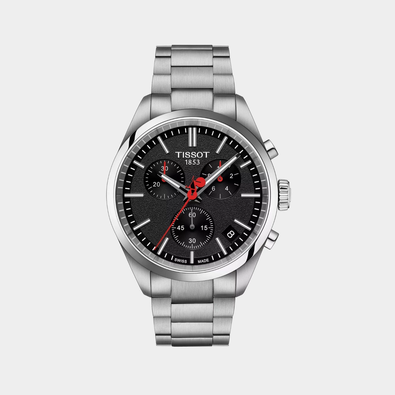PR 100 Men Quartz Black Dial Chronograph Stainless Steel Watch T1504171105101 budget    watches    watches classic