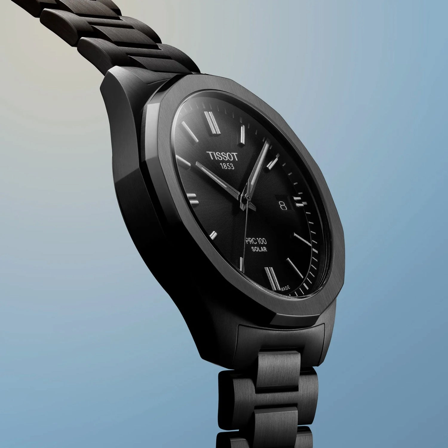 PRC 100 Solar Unisex Black Dial Analog Stainless Steel Watch T1514223305100