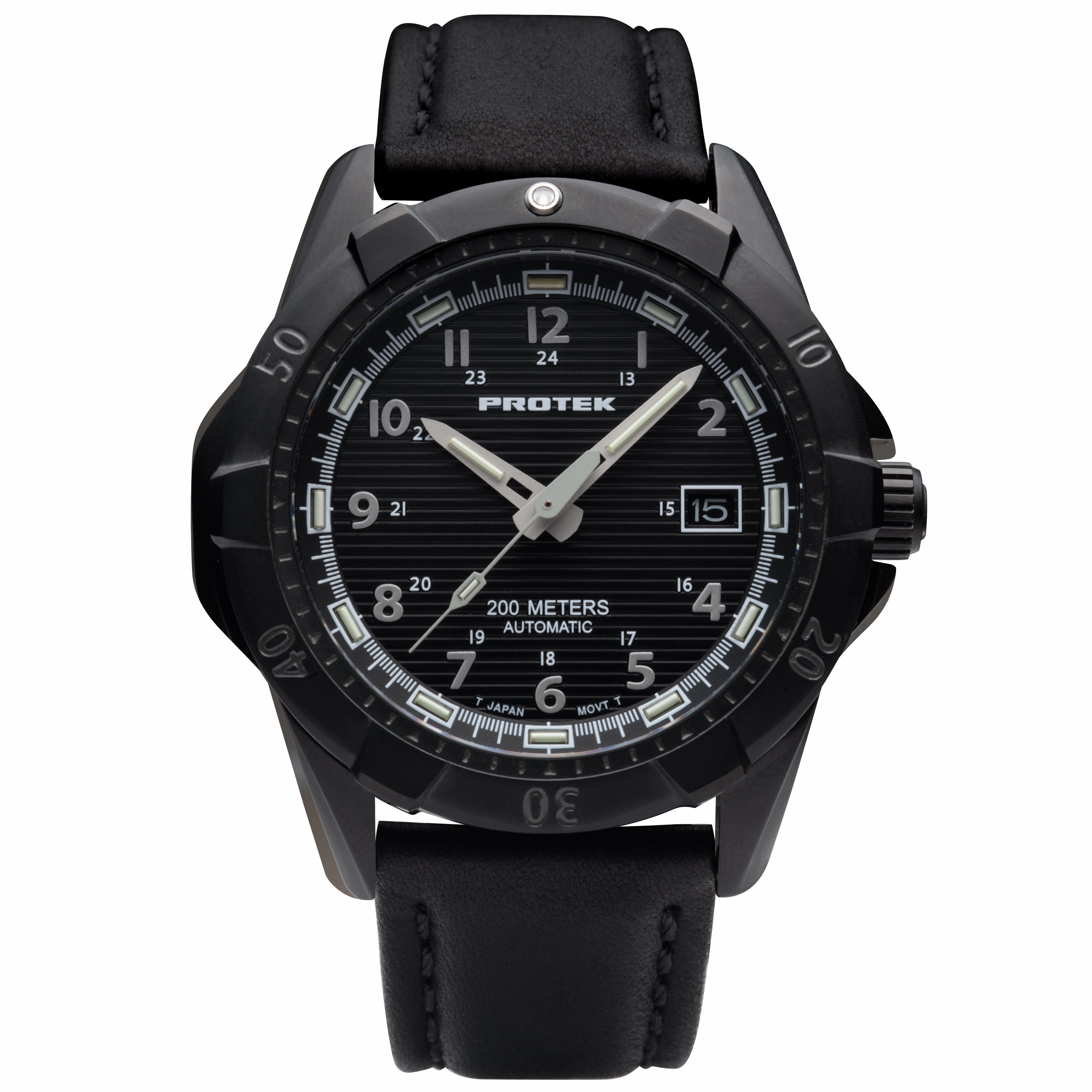 ProTek Men's Watch - Dive Rotating Bezel Automatic Black Dial Leather Strap | 2202,automatic watch,automatic watches for men,automatic watches for women,luxury automatic watch,minimalist automatic watch,dress automatic watch,vintage automatic watch,automa