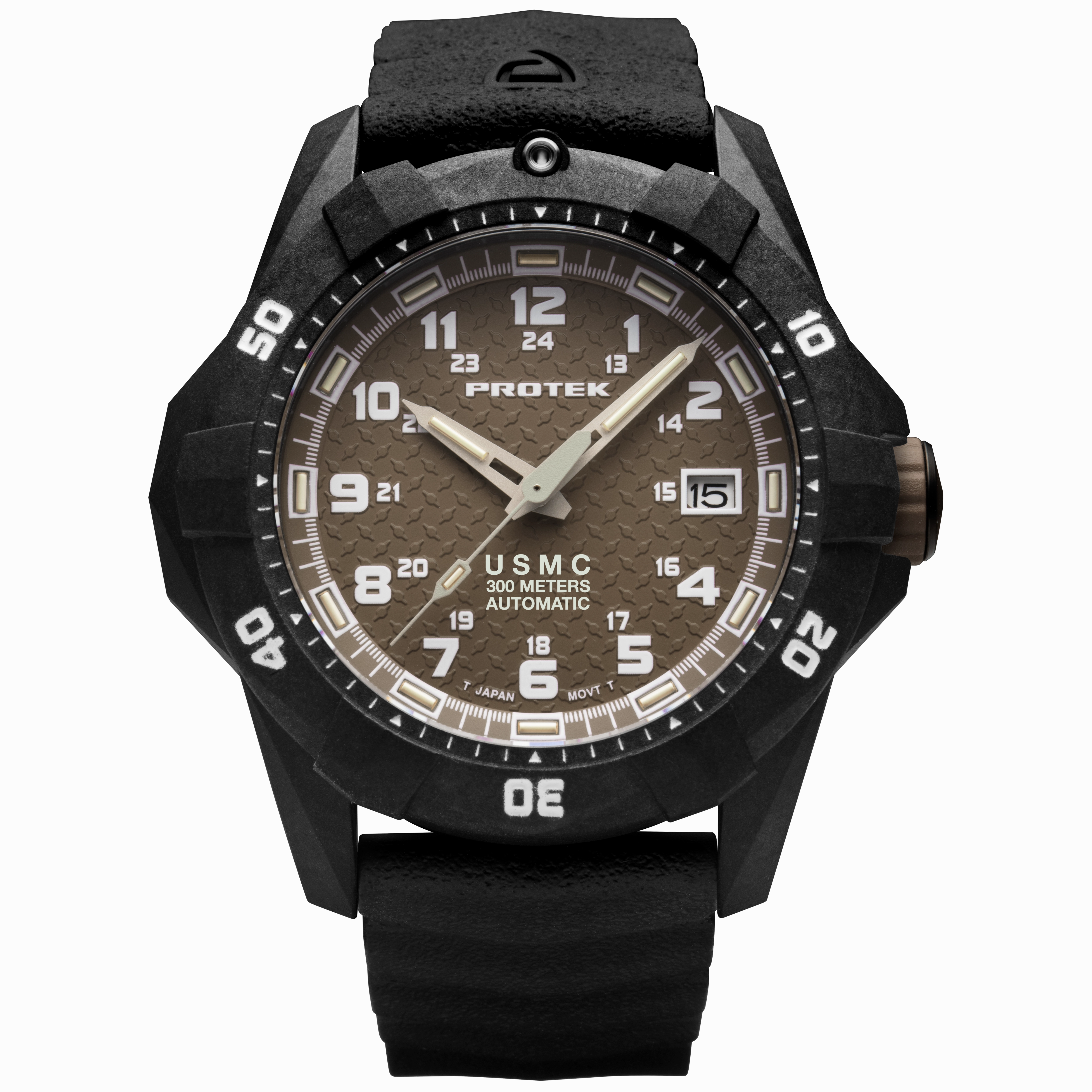 ProTek Men's Watch - USMC Series Automatic Brown Dial Genuine Rubber Strap | 1216,automatic watch,automatic watches for men,automatic watches for women,luxury automatic watch,minimalist automatic watch,dress automatic watch,vintage automatic watch,automat