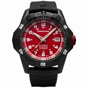 ProTek Men's Watch - USMC Series Automatic Red Dial Genuine Rubber Strap Dive | 1212,automatic watch,automatic watches for men,automatic watches for women,luxury automatic watch,minimalist automatic watch,dress automatic watch,vintage automatic watch,auto