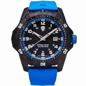 Protek Unisex Quartz Watch - Dive Series Black Dial Blue Rubber Strap | 1003B Luxury Quartz Watch Quartz Watch Sale