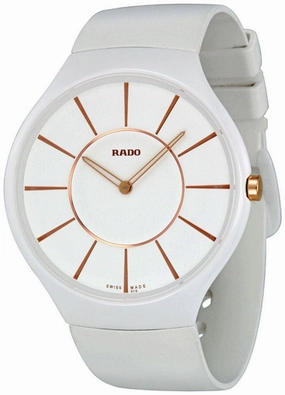 Rado True Thinline White Ceramic White Rubber Strap Womens Watch Quartz R27957109 Women??s luxury watches Affordable women watches