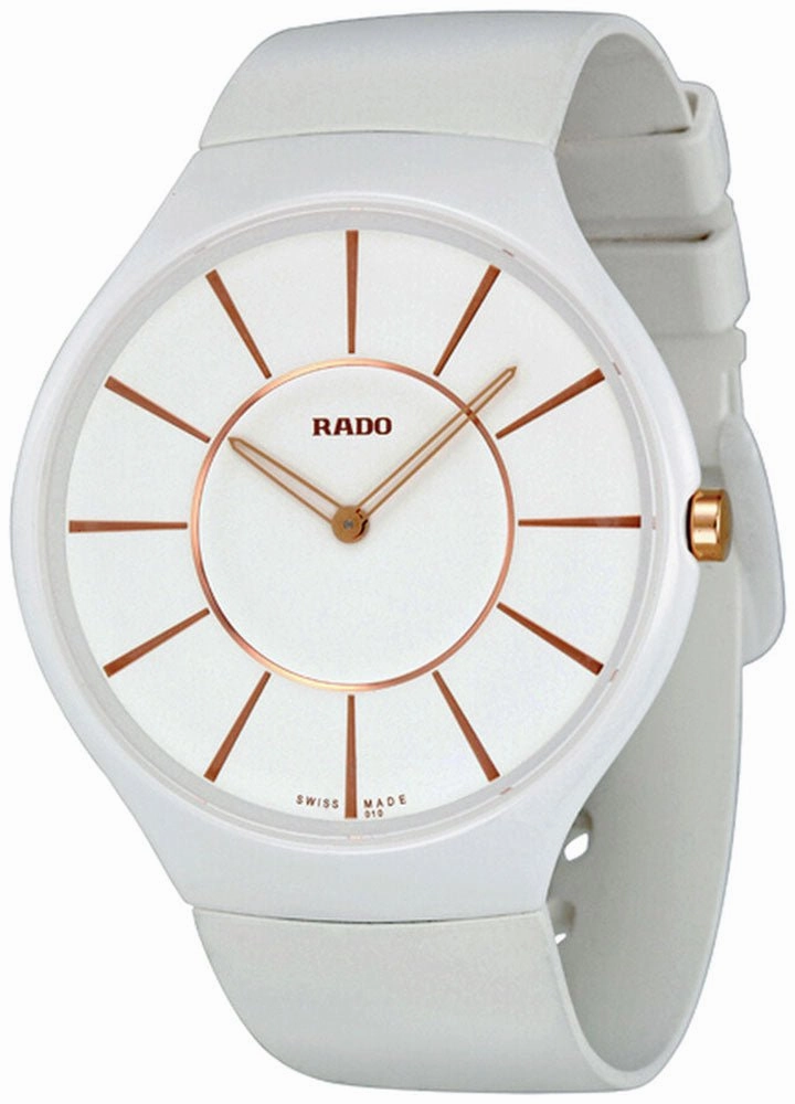 Rado True Thinline White Ceramic White Rubber Strap Womens Watch Quartz R27957109 Women??s luxury watches Affordable women watches