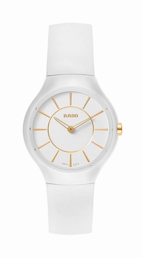 Rado True Thinline White Ceramic Womens Watch Quartz Rubber Strap R27958109 Women??s luxury watches Affordable women watches