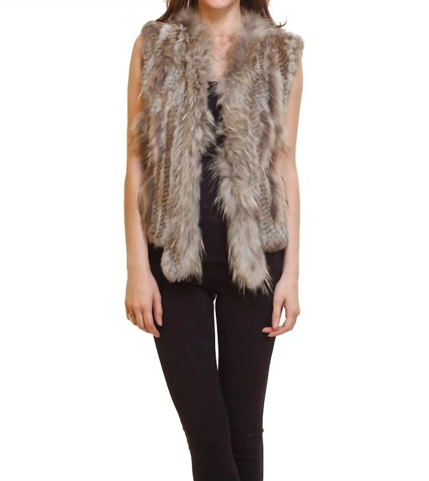 Raven Fur Vest In Natural