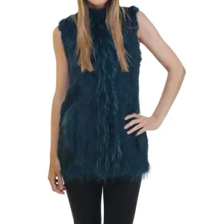 Raven Fur Vest In Teal