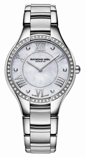 Raymond Weil Noemia Stainless Steel Mother-Of-Pearl Dial Diamonds Quartz Womens Watch 5132-S2S-00966 Women??s luxury watches Affordable women watches