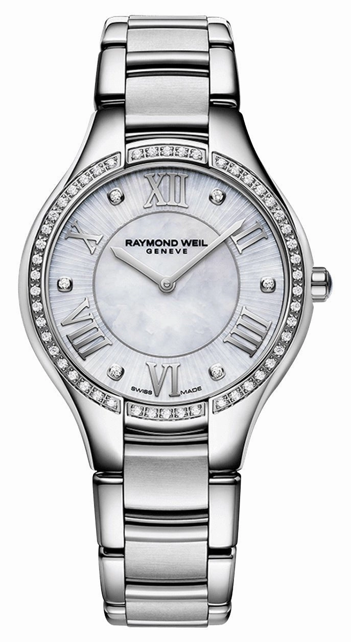 Raymond Weil Noemia Stainless Steel Mother-Of-Pearl Dial Diamonds Quartz Womens Watch 5132-S2S-00966 Women??s luxury watches Affordable women watches