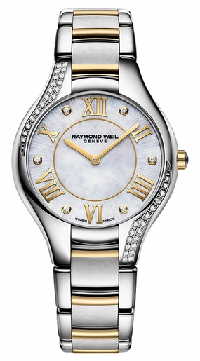 Raymond Weil Noemia Two-Tone Stainless Steel Mother-Of-Pearl Dial Diamonds Quartz Womens Watch 5132-S1P-00966 Women??s luxury watches Affordable women watches