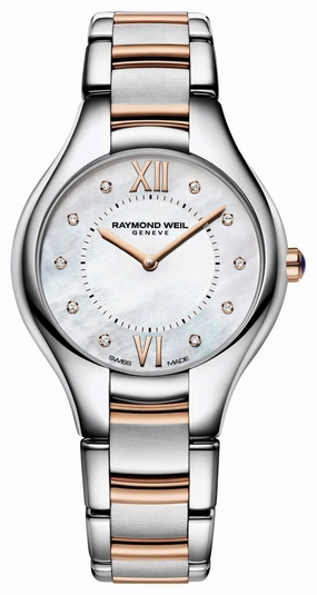 Raymond Weil Noemia Two-Tone Stainless Steel White Mother-of-Pearl Dial Diamonds Quartz Womens Watch 5132-SP5-00985 Women??s luxury watches Affordable women watches