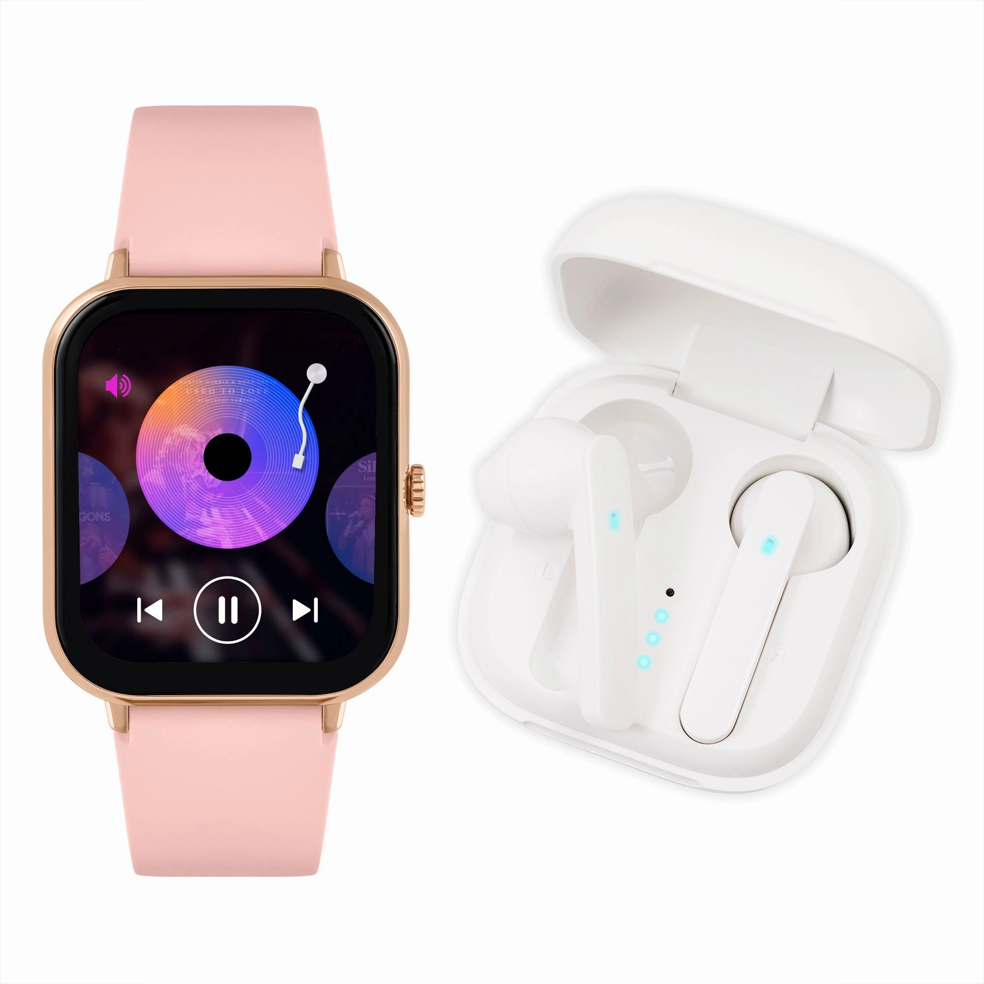 Reflex Active Series 23 Rose Case & Pink Silicone Strap & Ear Buds Bundle Watch RA23-2166-TWS 