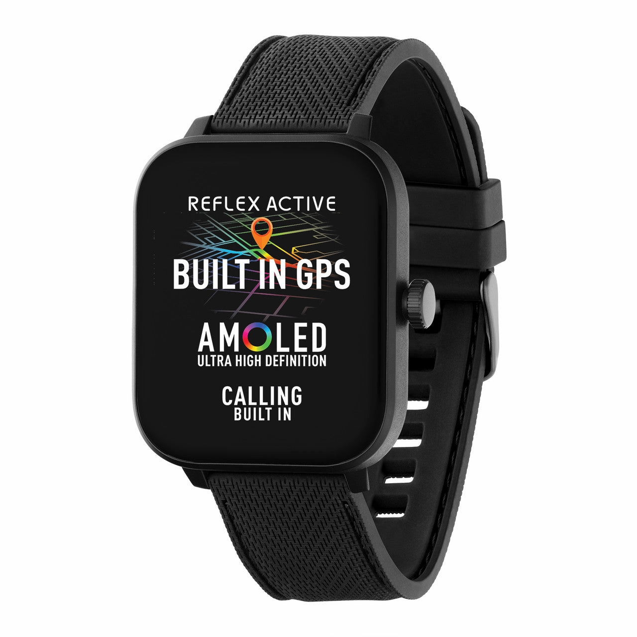 Reflex Active SERIES 44 AMOLED GPS Black Silicone Strap Smart Watch RA44-2216 