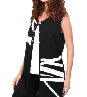 Retro Brights Long Vest In Black/white