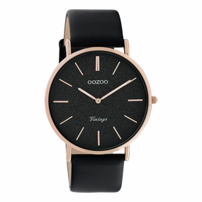 Rose gold coloured OOZOO watch with black leather strap - C20169,seiko watches,mens watches,couple watches,watches designer,watches discount,best watches for men