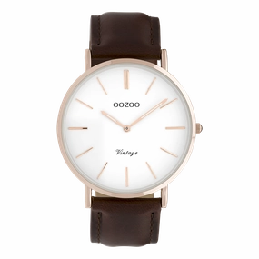 Rose gold coloured OOZOO watch with brown leather strap - C9832,seiko watches,couple watches,watches designer,watches discount,women watches,best women watches,high end women's watches,high quality women's watches
