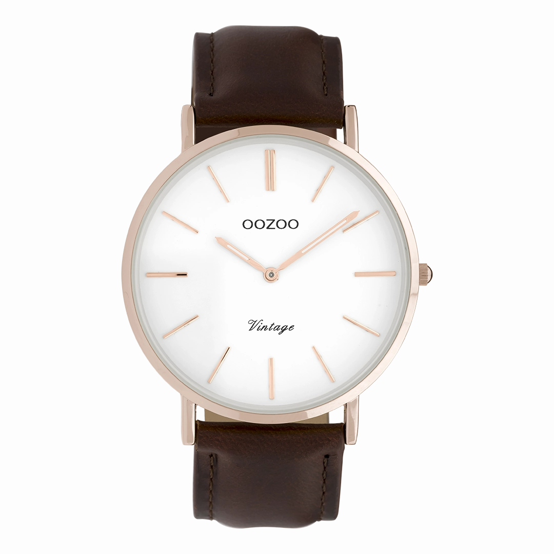 Rose gold coloured OOZOO watch with brown leather strap - C9832,seiko watches,couple watches,watches designer,watches discount,women watches,best women watches,high end women's watches,high quality women's watches