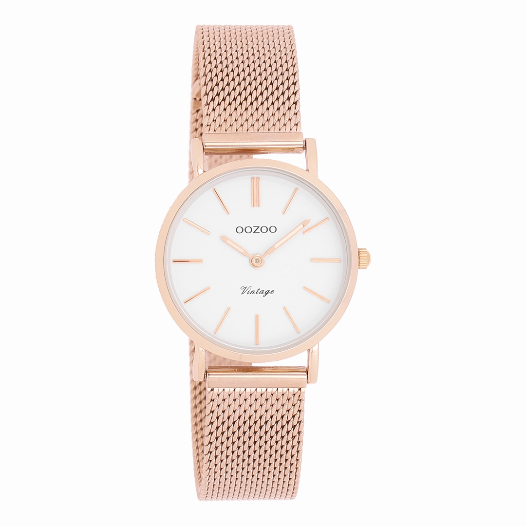 Rose gold coloured OOZOO watch with metal mesh bracelet - C20233,seiko watches,couple watches,watches designer,watches discount,women watches,best women watches,high end women's watches,high quality women's watches