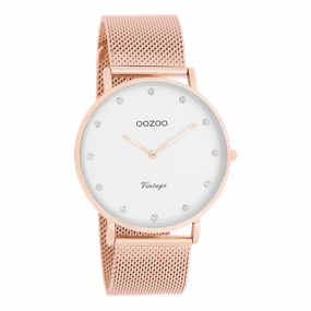 Rose gold coloured OOZOO watch with metal mesh bracelet - C20238,seiko watches,mens watches,couple watches,watches designer,watches discount,best watches for men