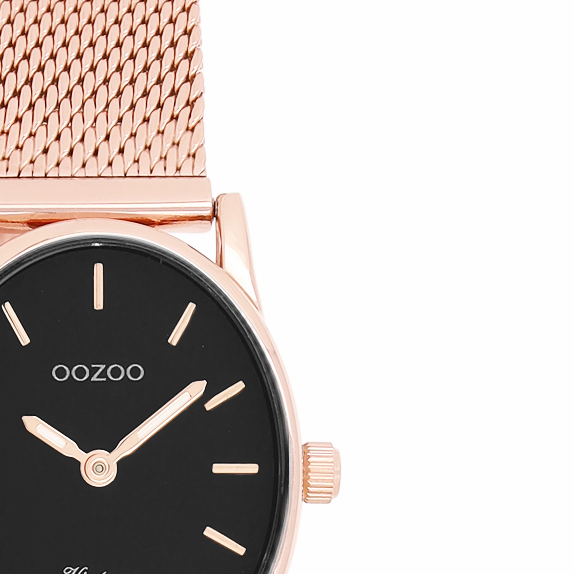 Rose gold coloured OOZOO watch with metal mesh bracelet - C20260