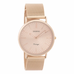 Rose gold coloured OOZOO watch with metal mesh bracelet - C9344,seiko watches,mens watches,couple watches,watches designer,watches discount,best watches for men