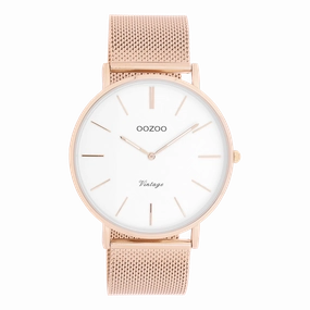 Rose gold coloured OOZOO watch with metal mesh bracelet - C9916,seiko watches,mens watches,couple watches,watches designer,watches discount,best watches for men