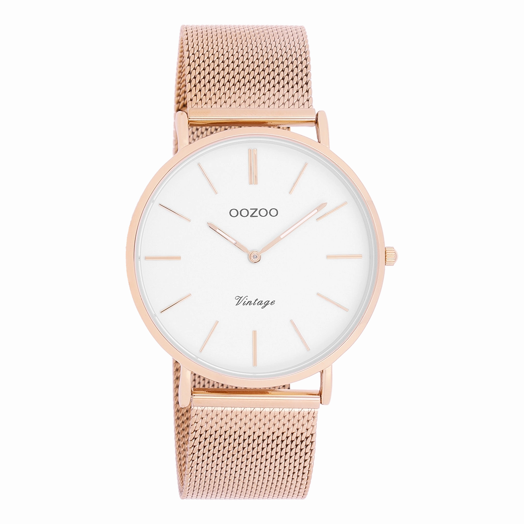 Rose gold coloured OOZOO watch with metal mesh bracelet - C9917,seiko watches,couple watches,watches designer,watches discount,women watches,best women watches,high end women's watches,high quality women's watches